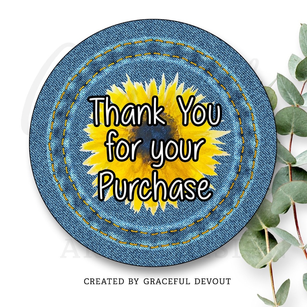 Thank You For Your Purchase - 2" (inches) Round Sticker (48ct.)